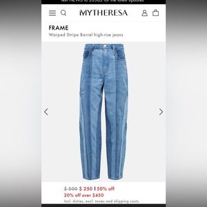 FRAME Warped Stripe Barrel high-rise jeans